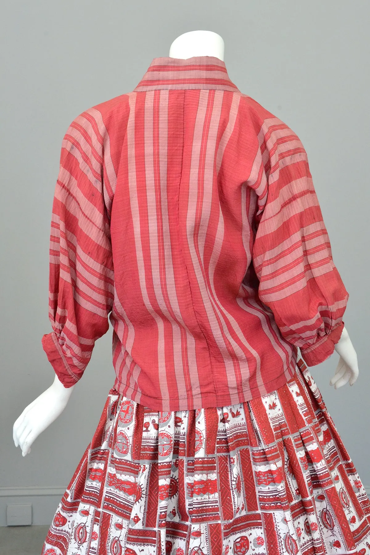 1930s 40s Wrap Front Balloon Sleeve Kimono Jacket