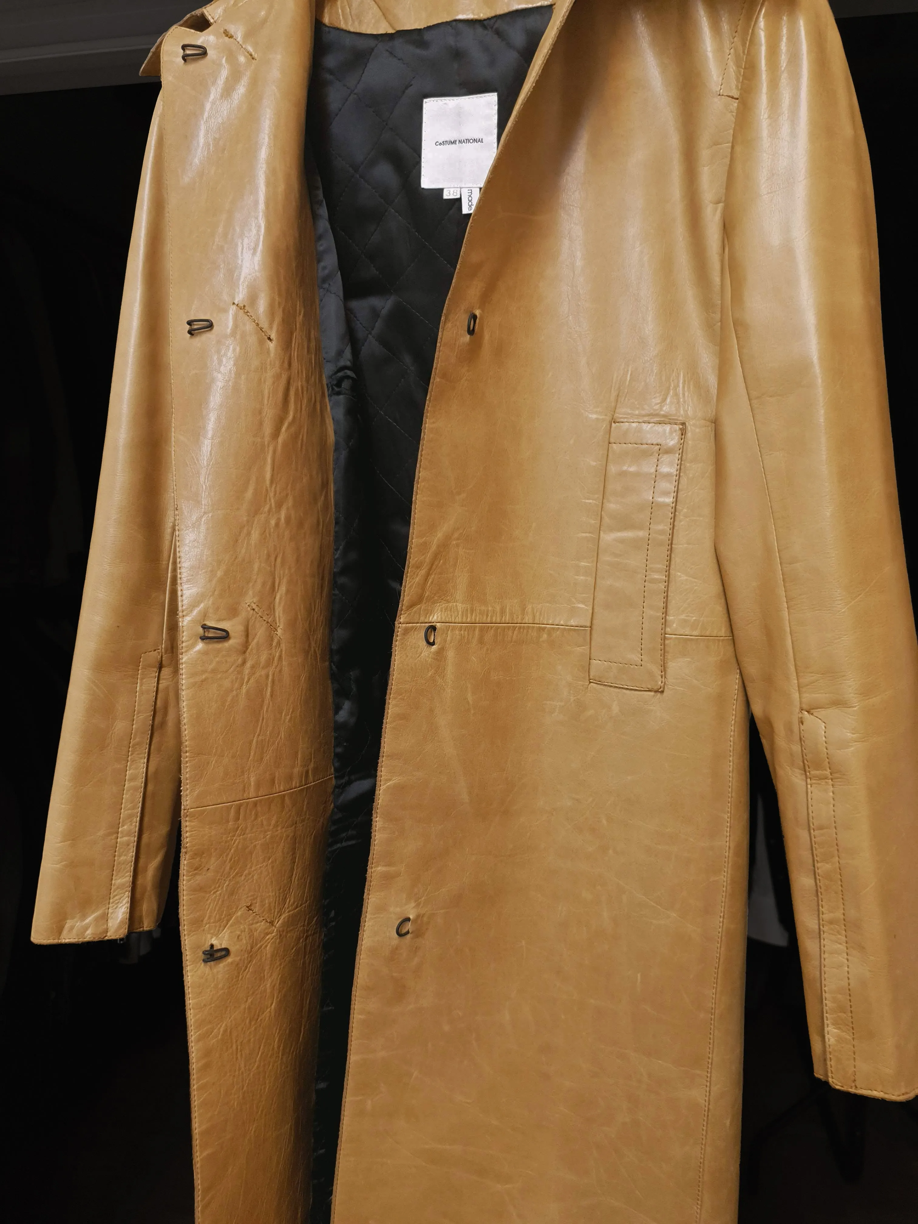 1997 Deconstructed Belted Car Coat in Polished Lamb Leather