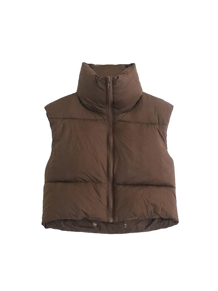 A&A High Neck Padded Cropped Gilet