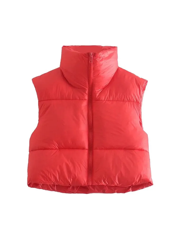 A&A High Neck Padded Cropped Gilet