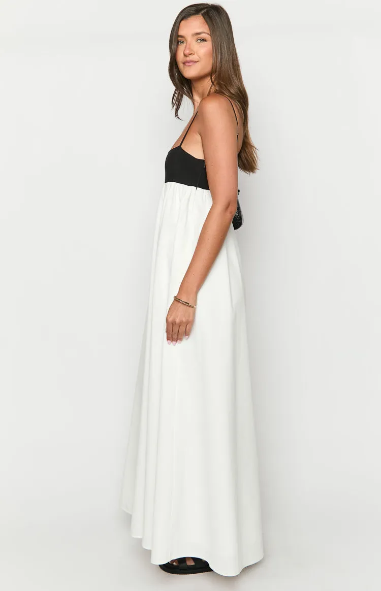 Akari White Contrast Maxi Dress