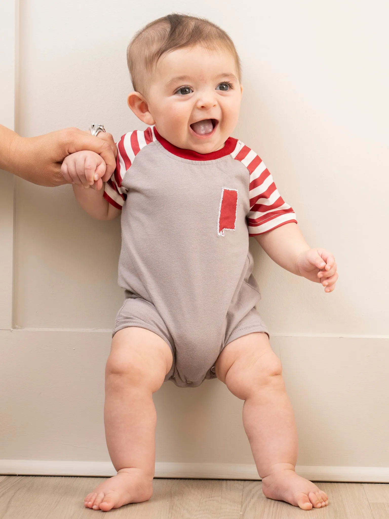 AL Crimson Striped Romper