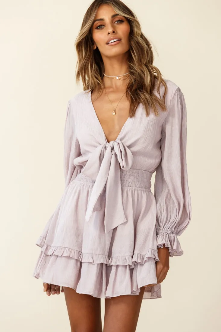 Anthea Bow-Tie Front Layered Frill Dress Blush