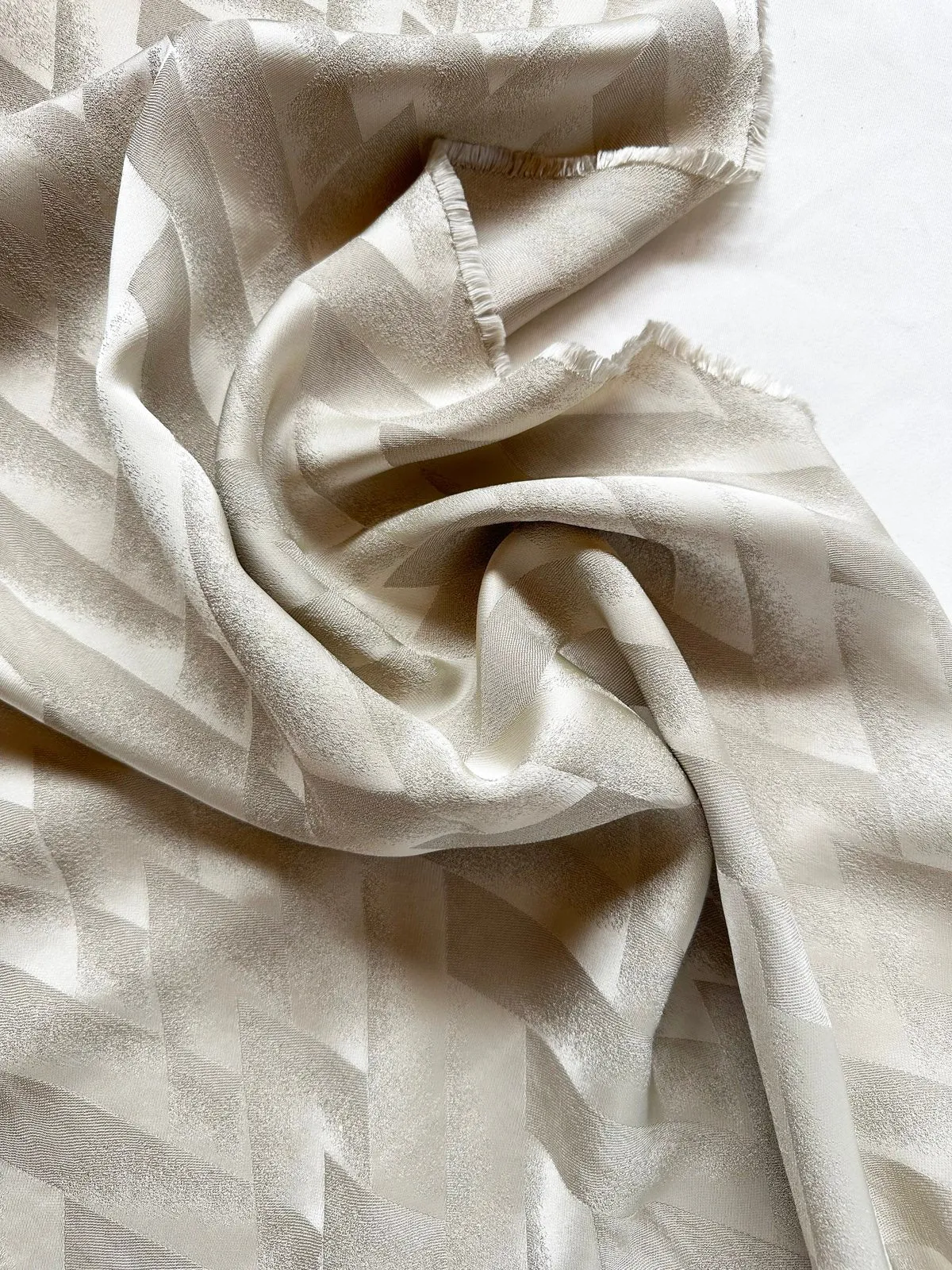 Antique Ivory Deco Jacquard Crepe