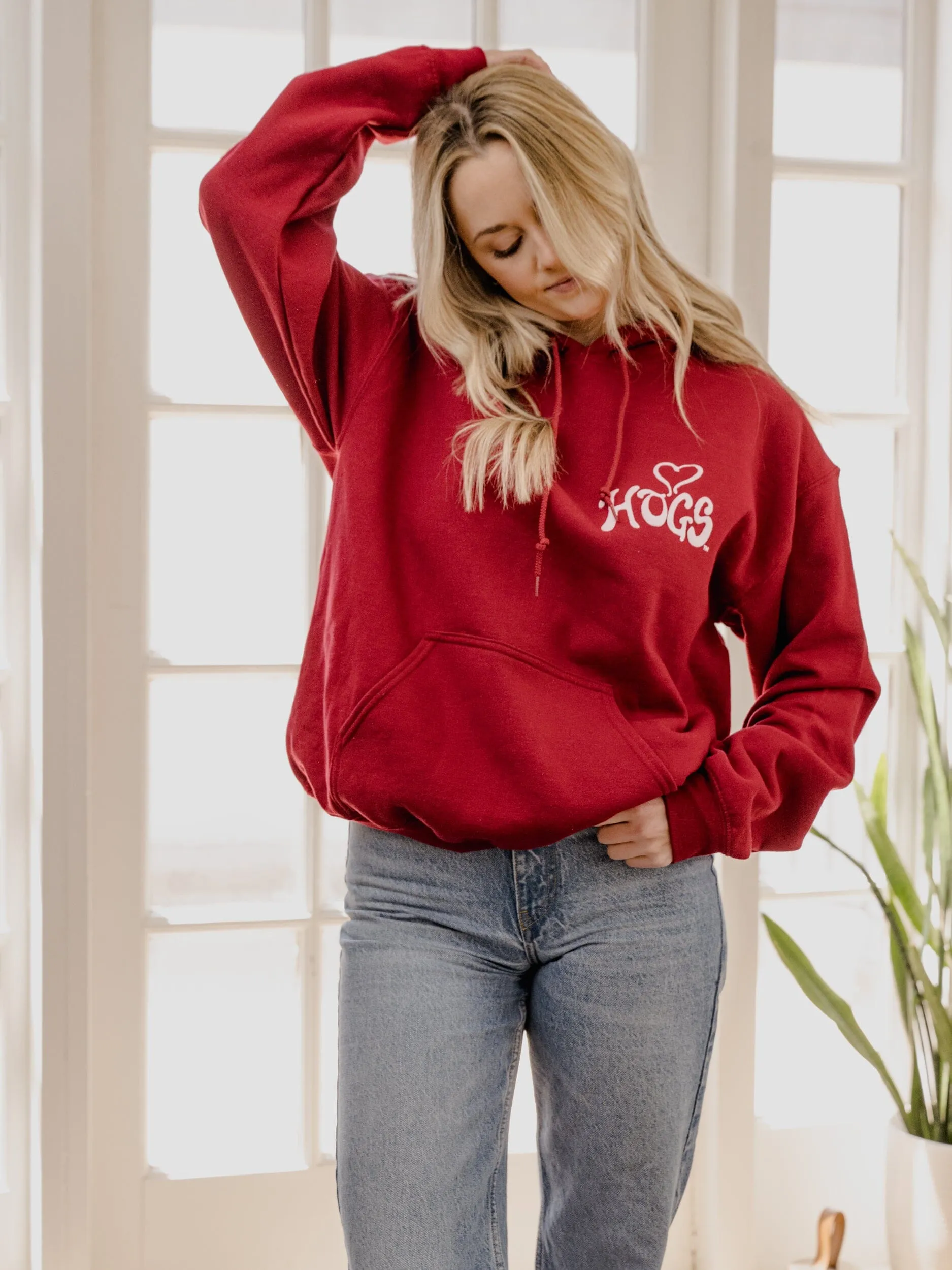 Arkansas Razorbacks Lyric Puff Ink Crimson Hoodie