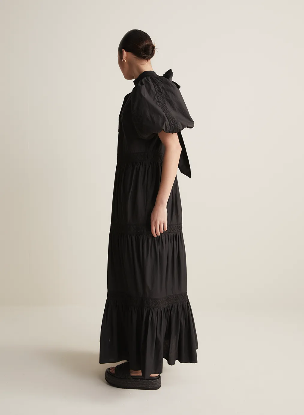 Astrid Silk Cotton Maxi Smock Dress | Black