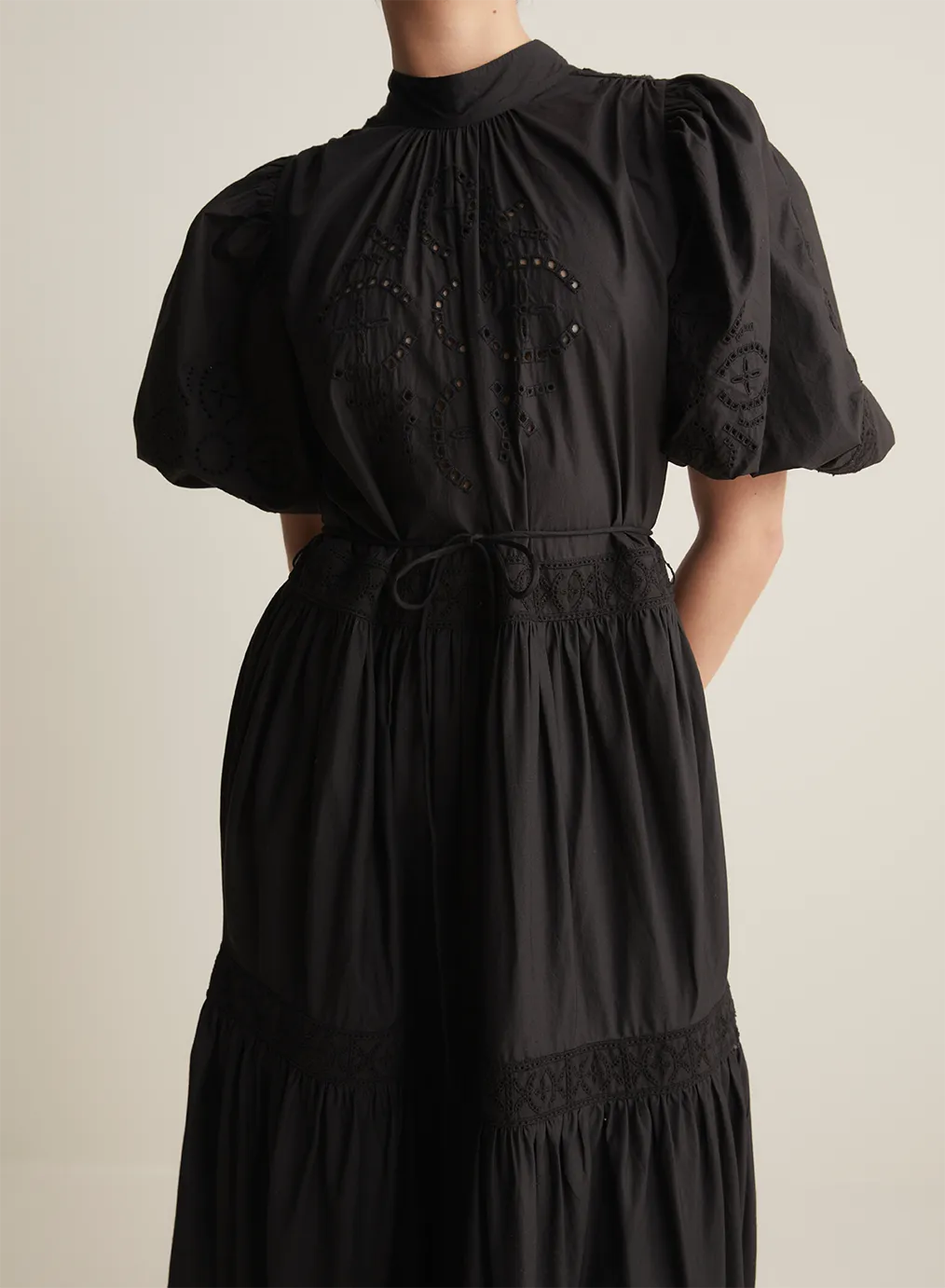 Astrid Silk Cotton Maxi Smock Dress | Black