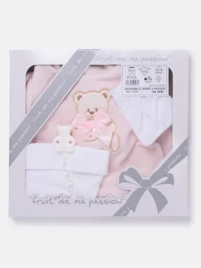 Baby Girl 5-piece Teddy Gift Box Set - Light Baby Pink