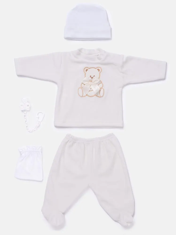 Baby Unisex 5-piece Teddy Gift Box Set - Ivory