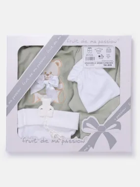 Baby Unisex 5-piece Teddy Gift Box Set - Mint Green