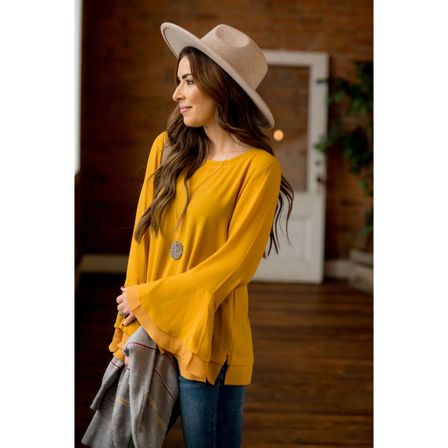 Basic Bell Sleeve Blouse