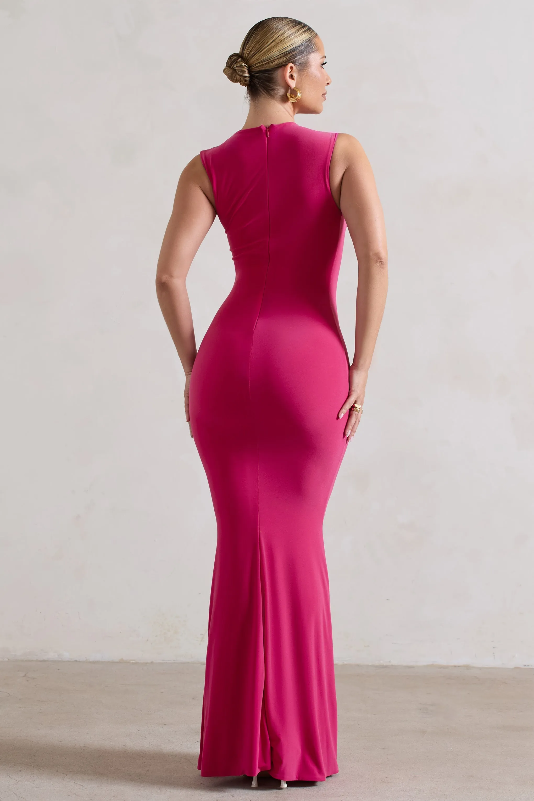 Behind The Scenes | Dark Pink Sleeveless Cut-Out Maxi Dress