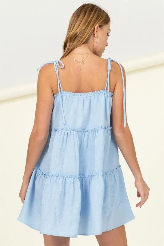 Better Days Tie-Strap Tiered Mini Dress