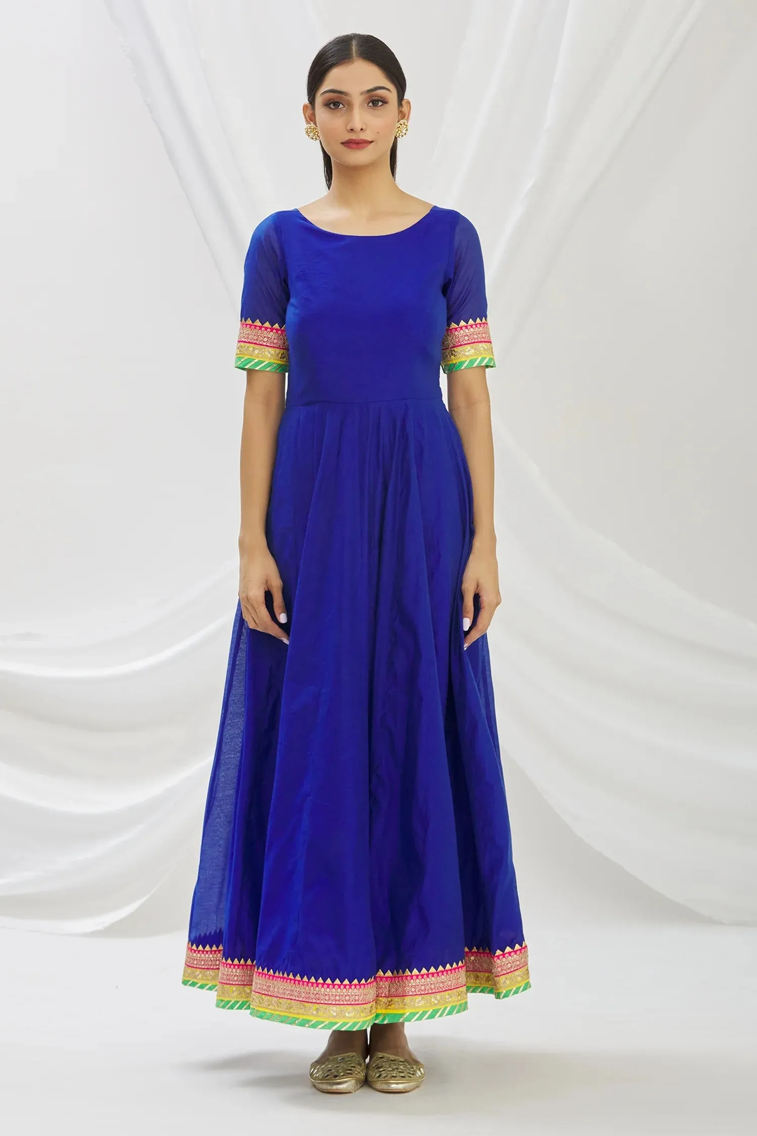 Blue Chanderi Anarkali Set