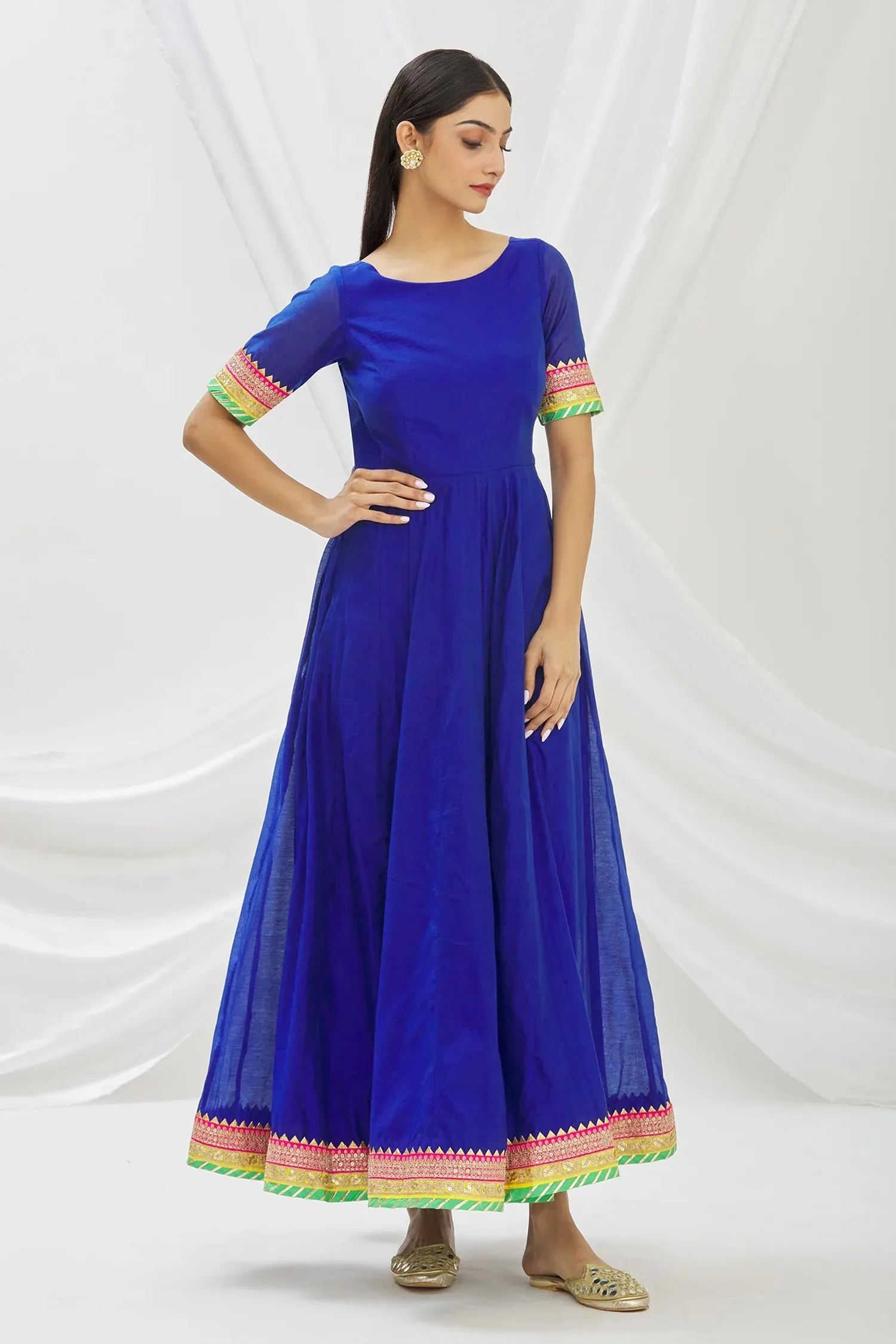 Blue Chanderi Anarkali Set