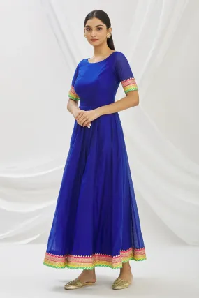 Blue Chanderi Anarkali Set