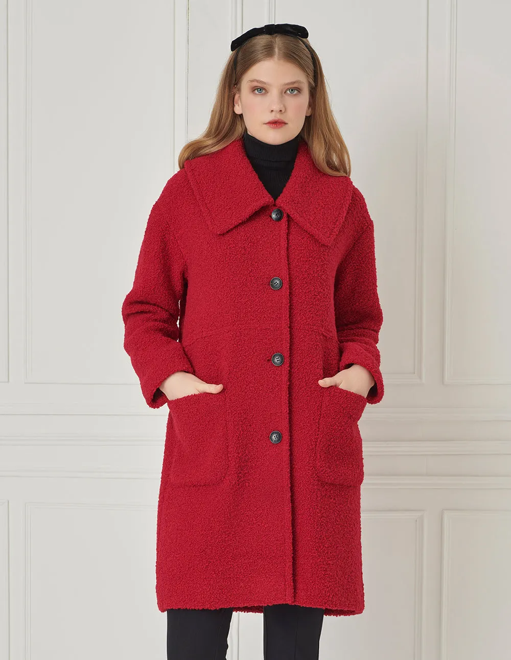 BORA AKSU Turn-Down Collar Single Breasted Woolen Overcoat