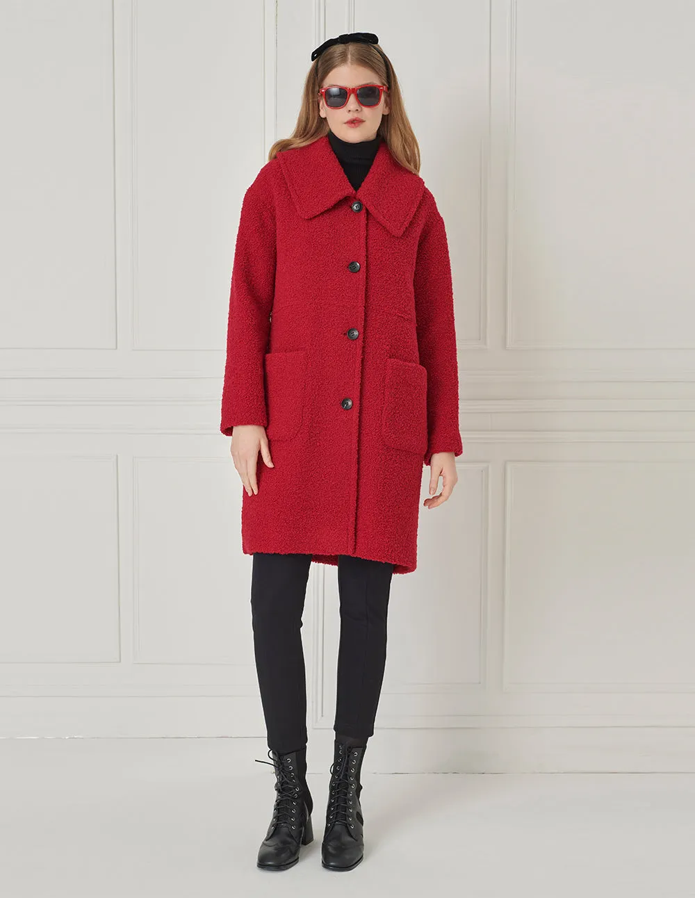 BORA AKSU Turn-Down Collar Single Breasted Woolen Overcoat