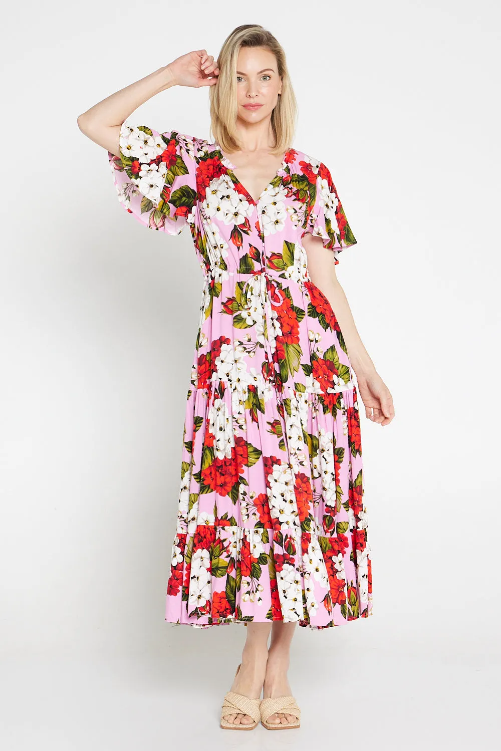 Briony Dress - Red/Pink Floral