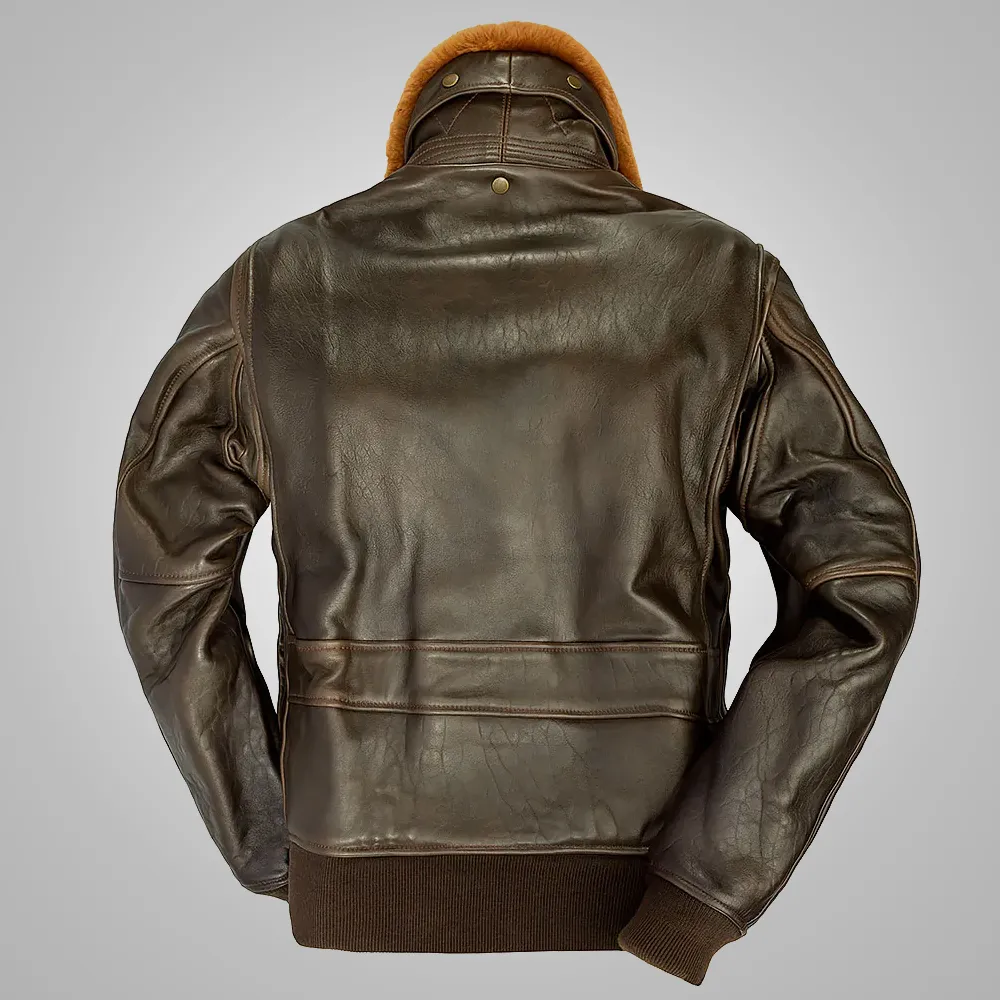 Brown Men  Lambskin G-1 Flight Leather Jacket