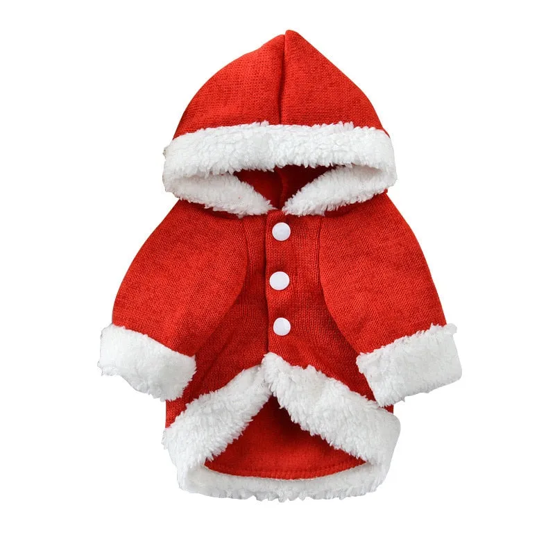 Christmas Santa With Mittens Knit Winter Coat For Dogs