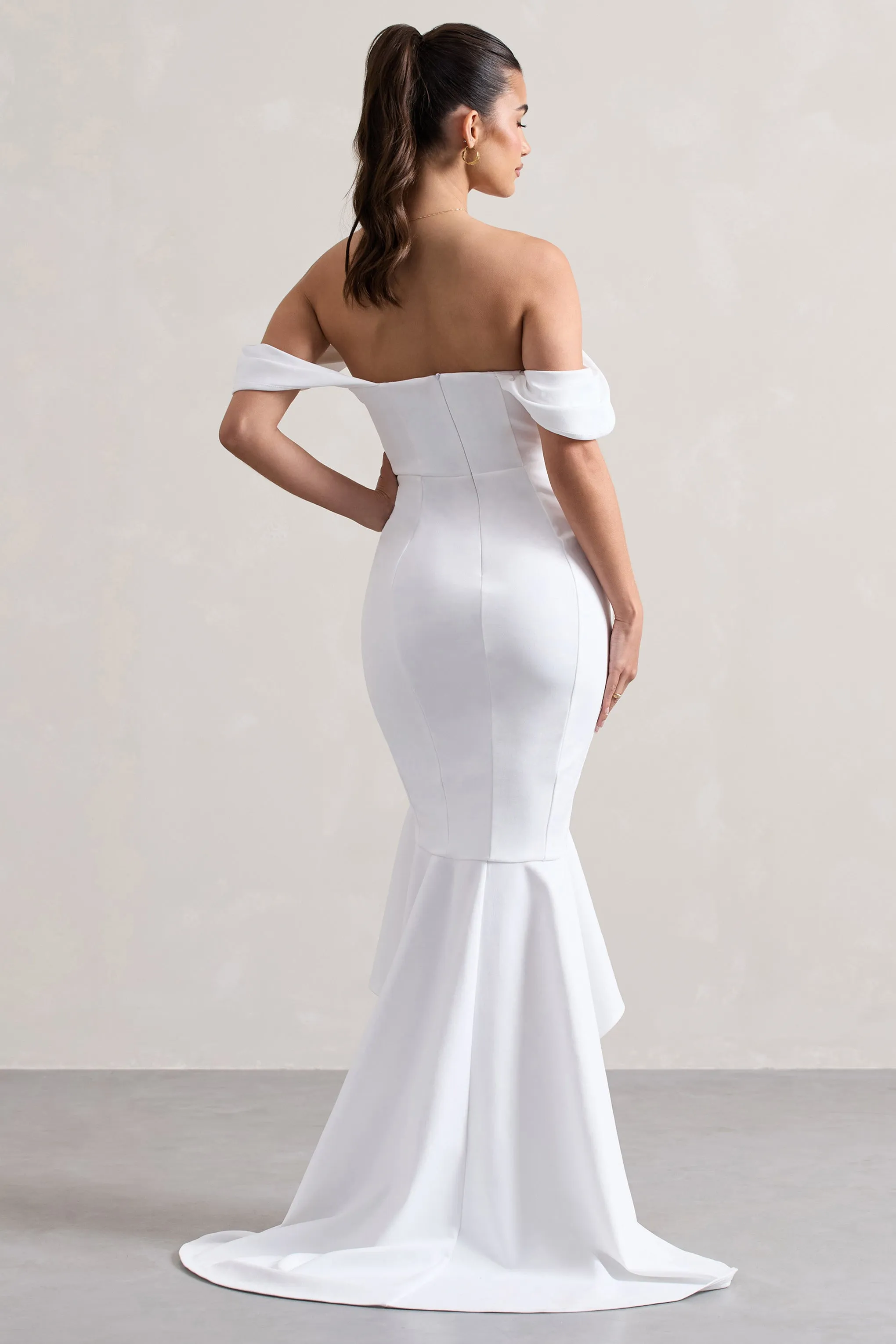 Cotillion | White Sweetheart High-Low Maxi Dress With Ruffle Hem