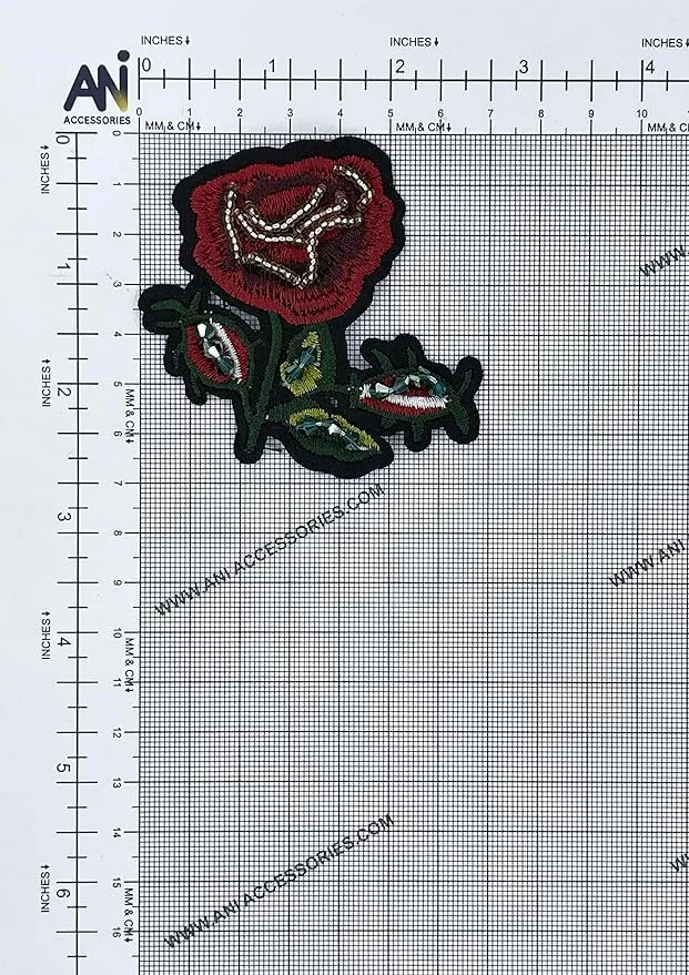 Crimson Blossoms Sew Patch