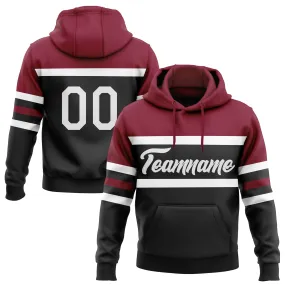 Custom Stitched Black White-Crimson Line Sports Pullover Sweatshirt Hoodie