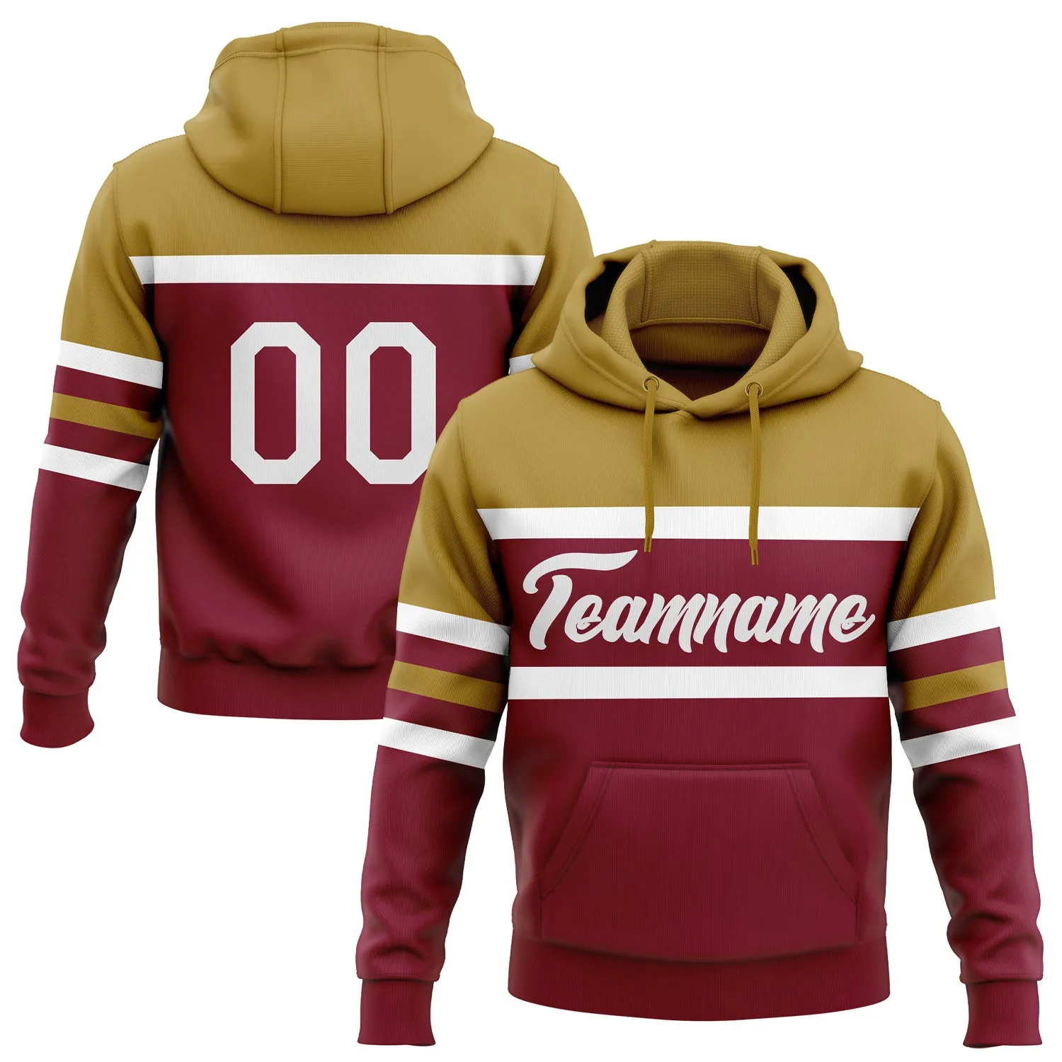 Custom Stitched Crimson White-Old Gold Line Sports Pullover Sweatshirt Hoodie