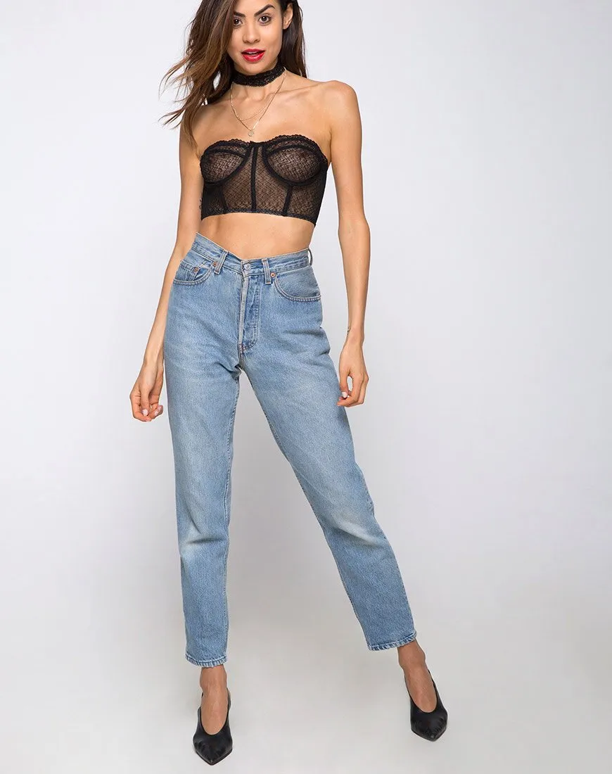 Cyrilla Bralet in Lacey Knit Black