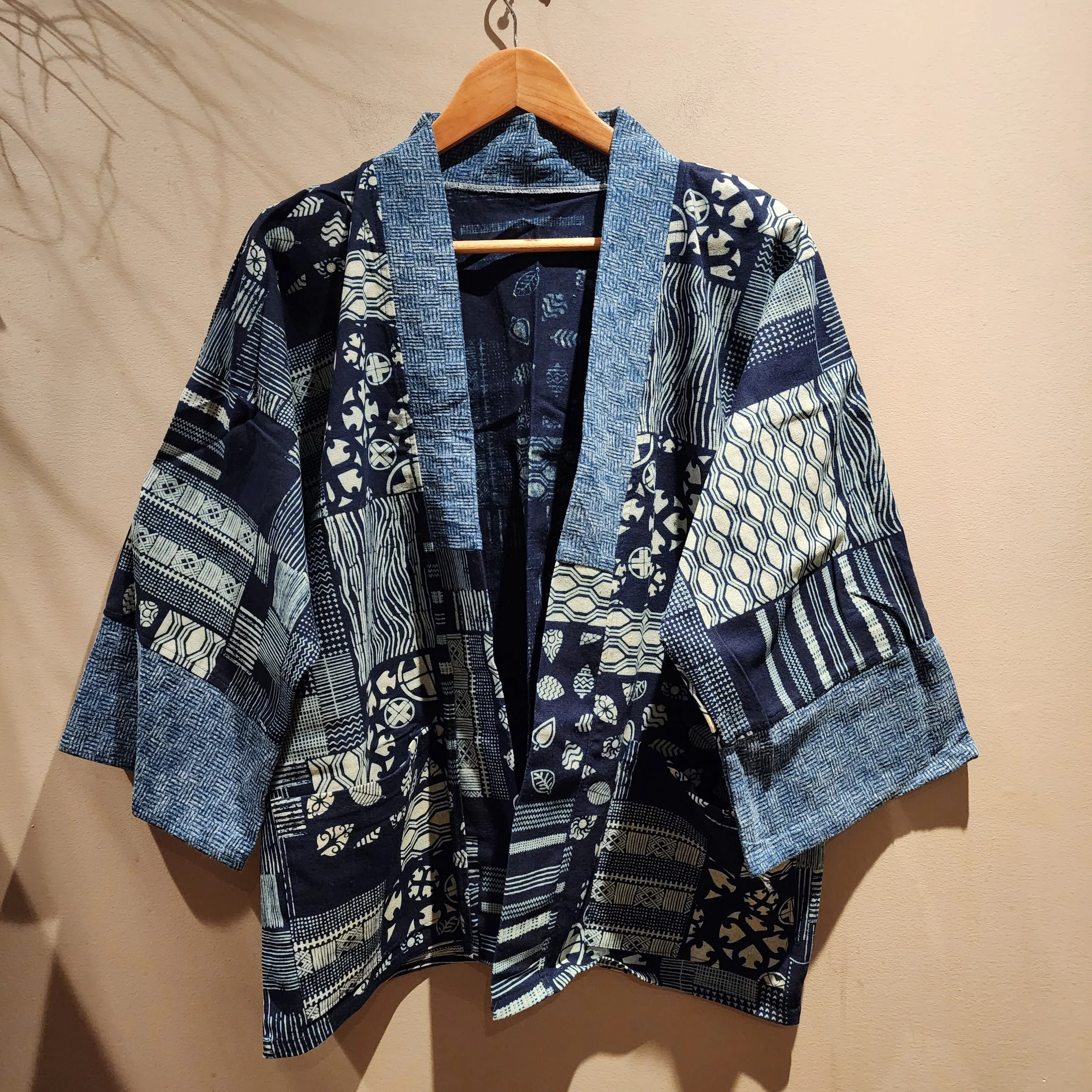 Dark Indigo Patchwork Design Style Jacket