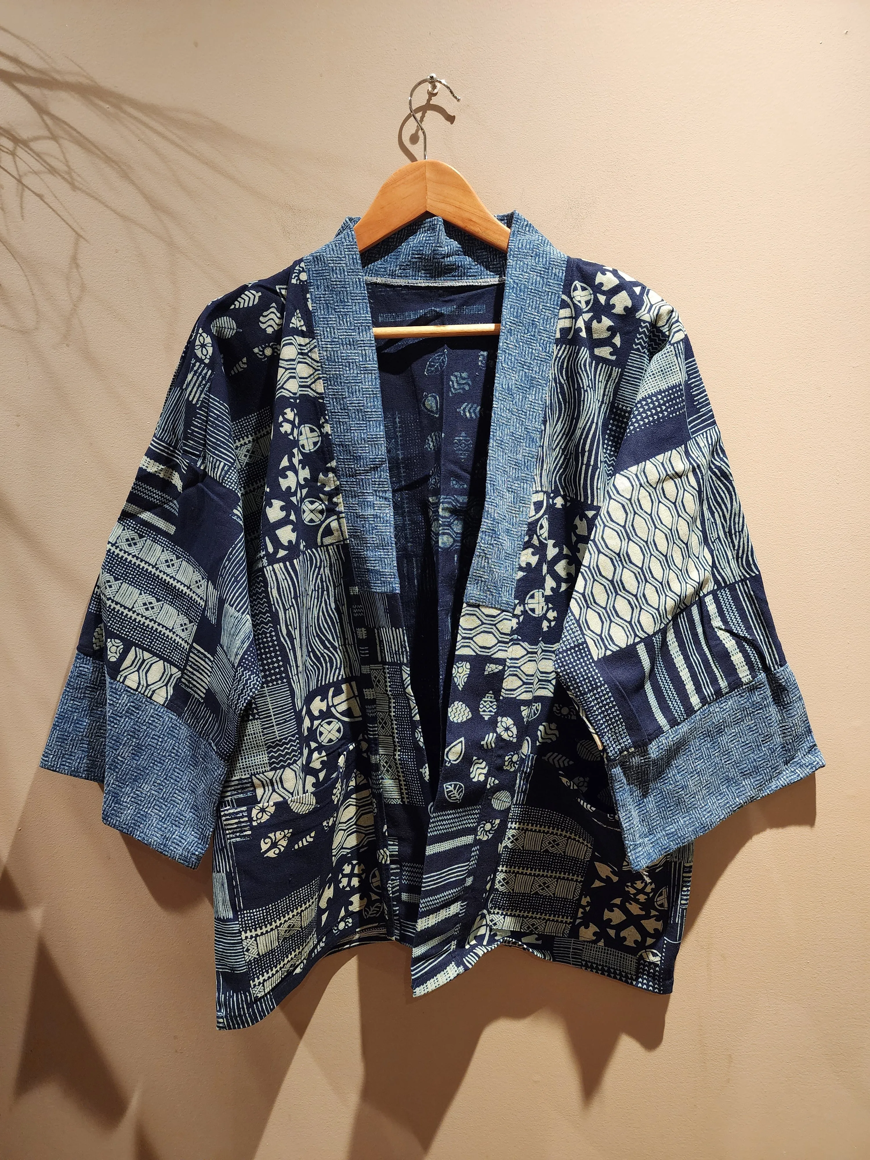 Dark Indigo Patchwork Design Style Jacket