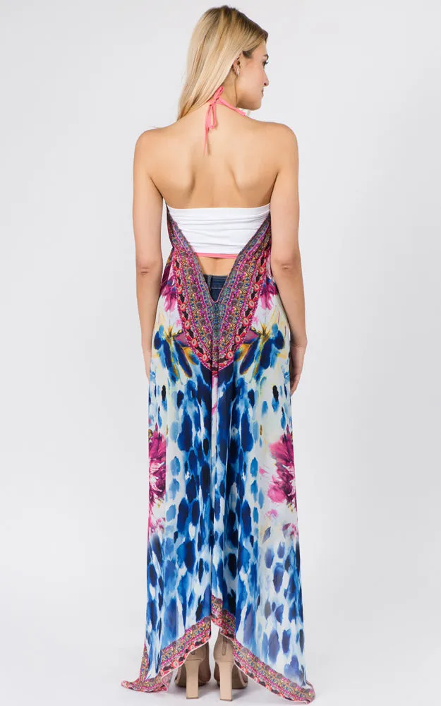 DP1C14 Spring Summer Printed Front Tie Long Vest