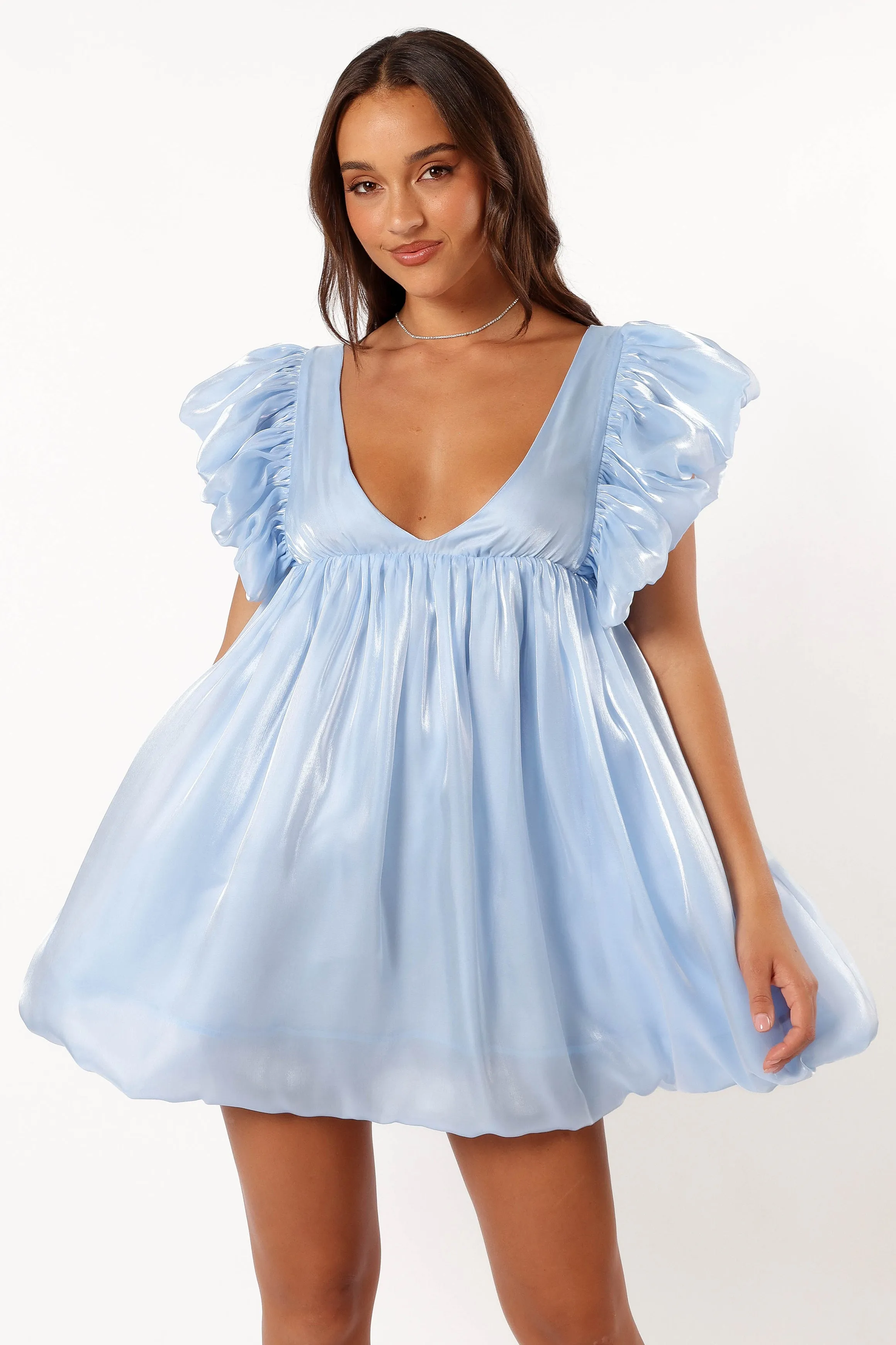 Dulip Frill Sleeve Mini Dress - Blue