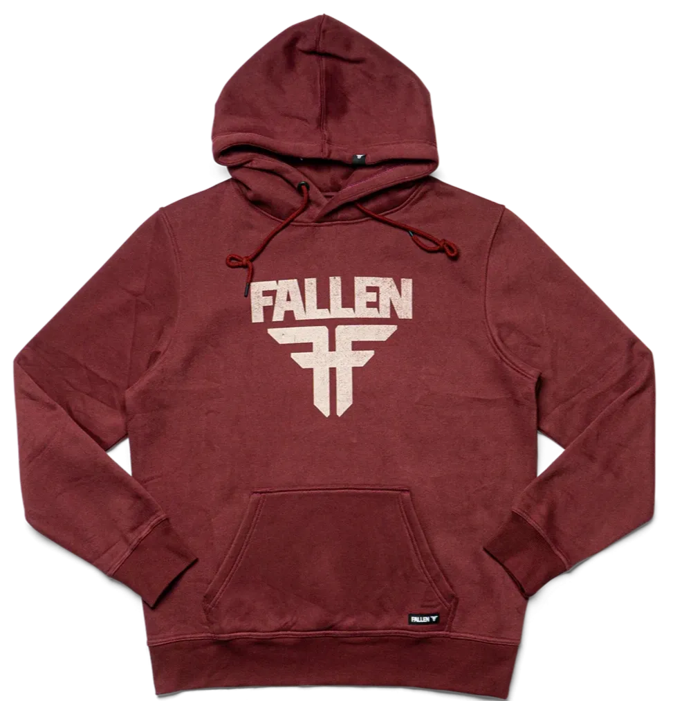 Fallen Insignia Hoodie, Crimson Off White