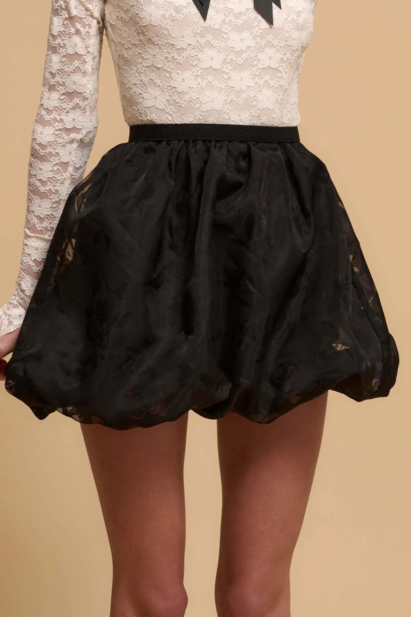 Flower by Night Floral Burnout Bubble Mini Skirt