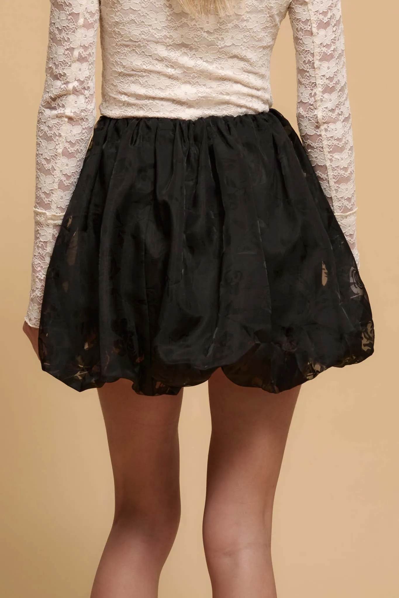 Flower by Night Floral Burnout Bubble Mini Skirt