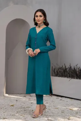 Fozia Khalid - Aqua Marine Pishwas with Pants