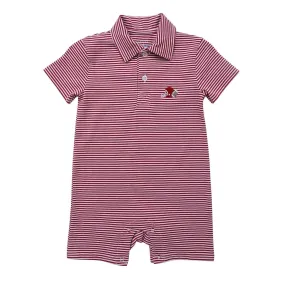 Game Day Polo Romper Crimson