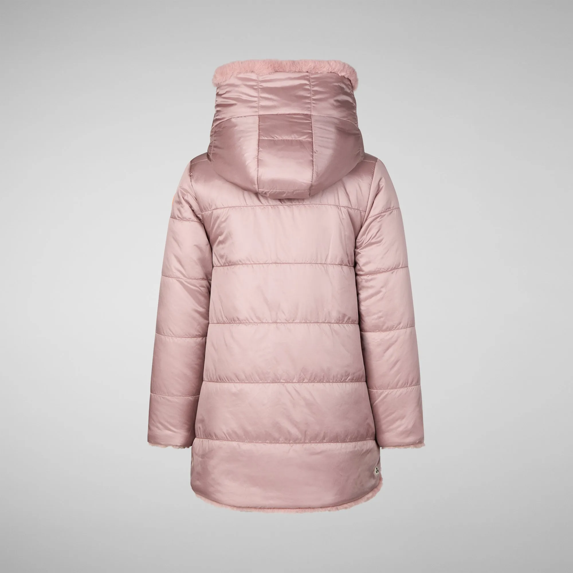 Girls' animal free Puffer jacket Flora in blush pink