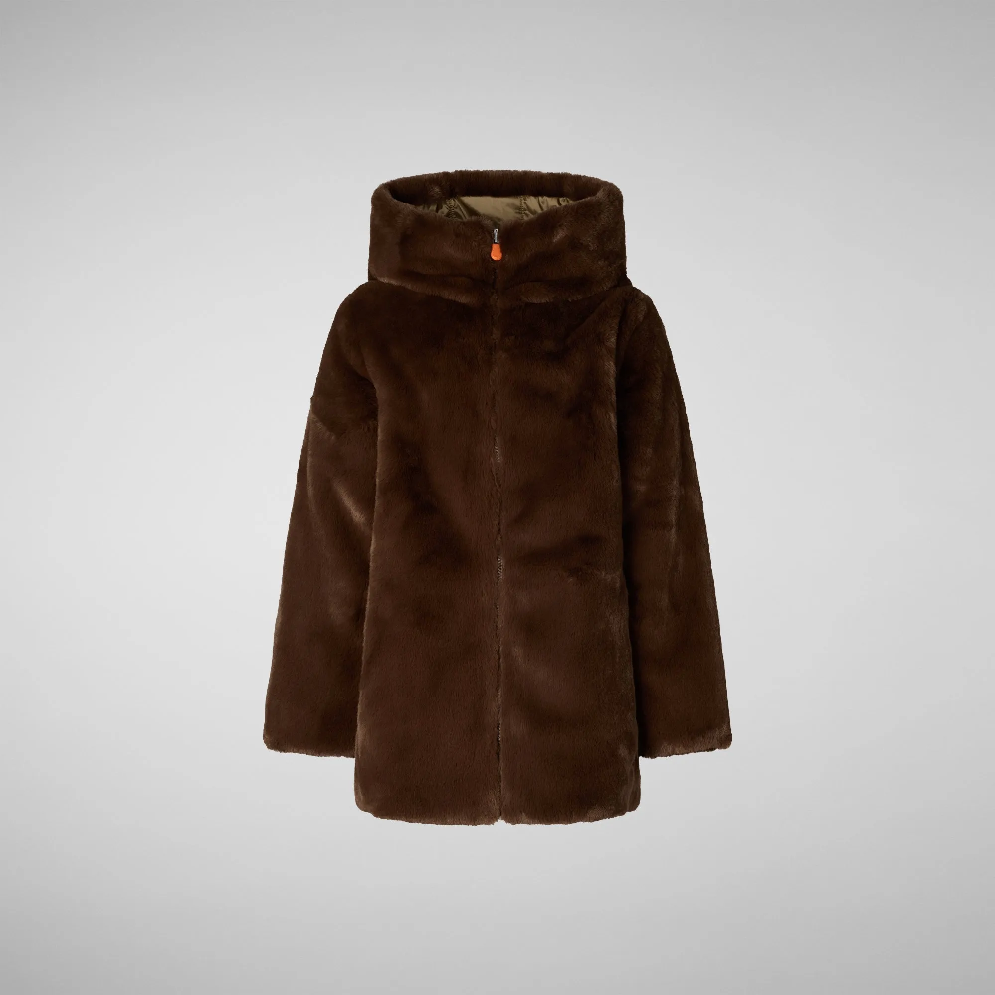 Girls' animal free Puffer jacket Flora in teddy brown