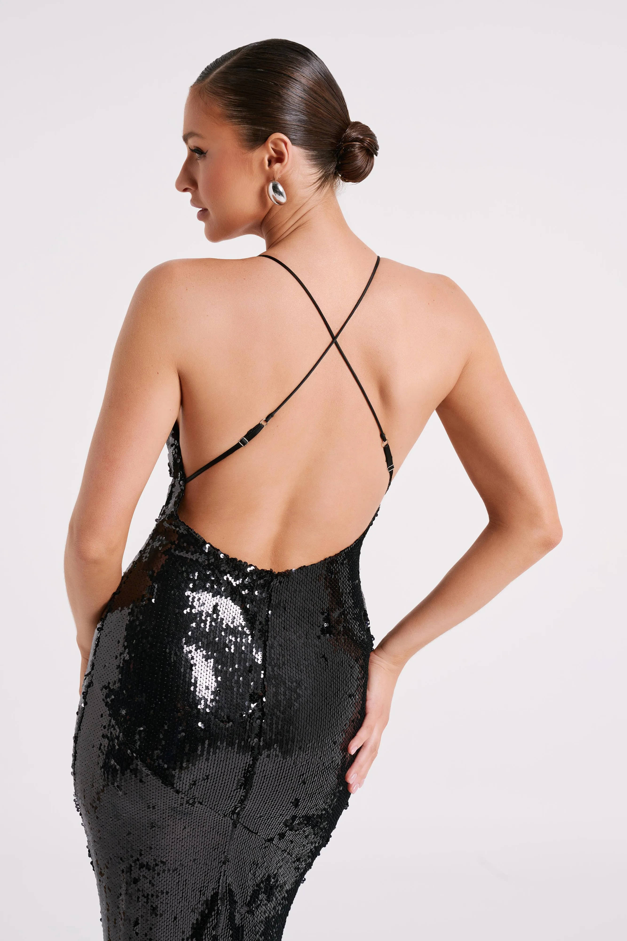 Gracie Sequin Maxi Dress - Black