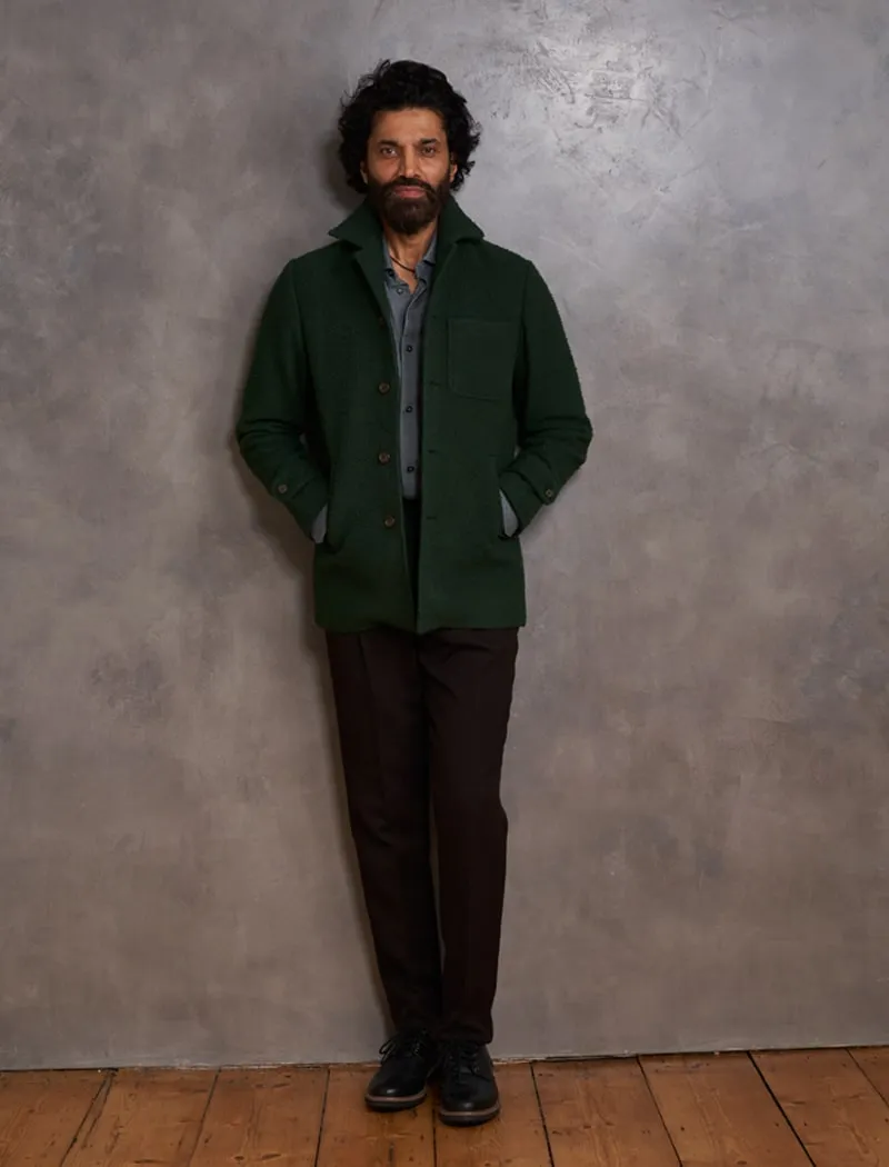 Green Casentino Wool Overcoat