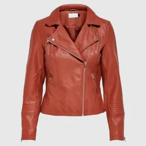 High Quality Only Onlgemma Women's Leather Jacket in Red