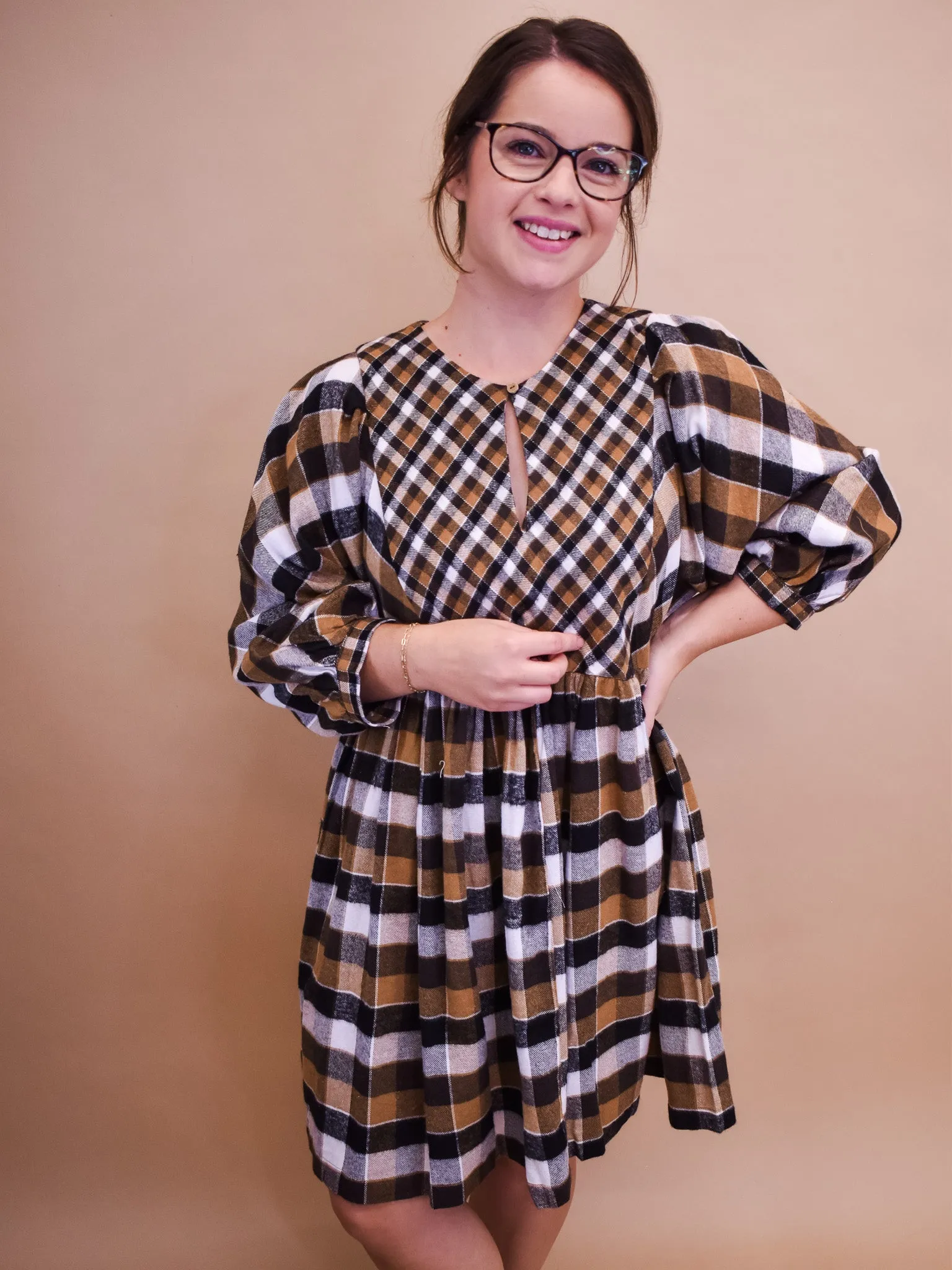 In The Mix Plaid Babydoll Dress