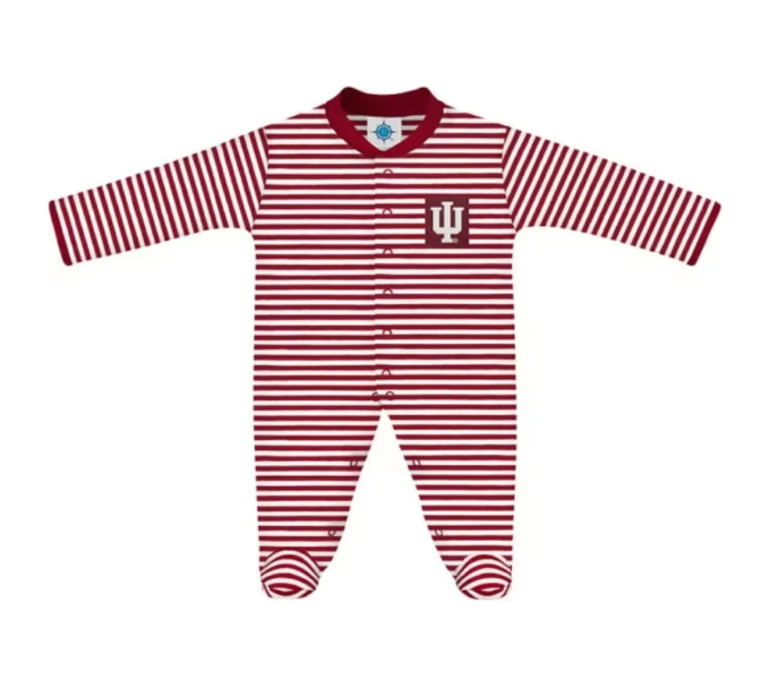 Indiana University Striped Baby Romper in Crimson/White