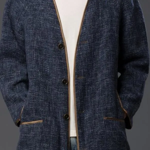 Indigo Basketweave Disco Punk Coat