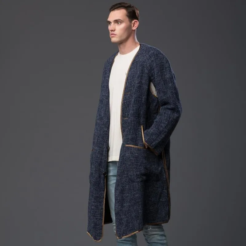 Indigo Basketweave Disco Punk Coat