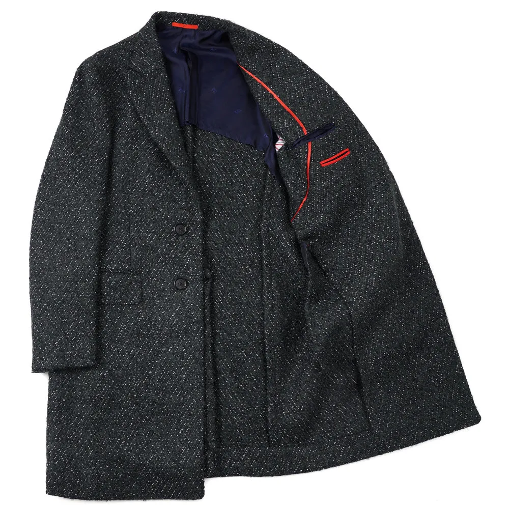 Isaia Wool and Mohair Boucle Overcoat