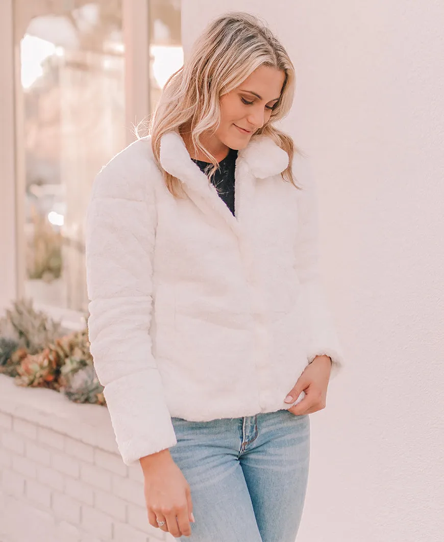 Ivory Quilted Faux Fur Jacket